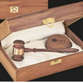 American Walnut Royal Judge's Gavel W/ Presentation Case